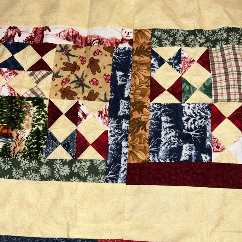 Unfinished quilt top Christmas themed 29” x 34”